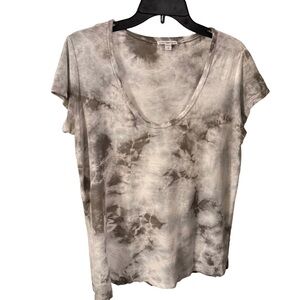 James Perse Women’s Tie Dye Slub Tee Shirt Deep Scoop Neck Sz L (3)
